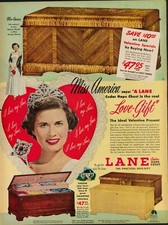 1950 Furniture Hope Chest Vintage Print Ad 50s Miss America Jacque Mercer Lane