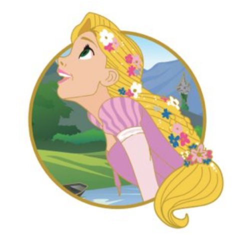 JUMBO LE Disney Pin Rapunzel Perfiles de princesa enredados Flor Cabello  Trenza Acme | eBay