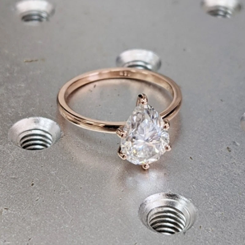 2.00Ct Pear F VS1 IGI Lab Grown Diamond Engagement Ring Solid 14K Rose Gold - Image 4 of 4
