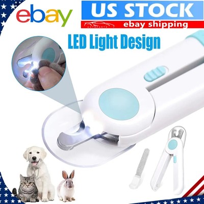 LED Pet Nail Clippers Trimmer Tool Cat Dog Nail Pro Care Grinders