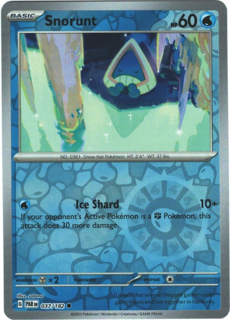 Snorunt  37/182 Paradox Rift Reverse Holo Common Pokémon TCG