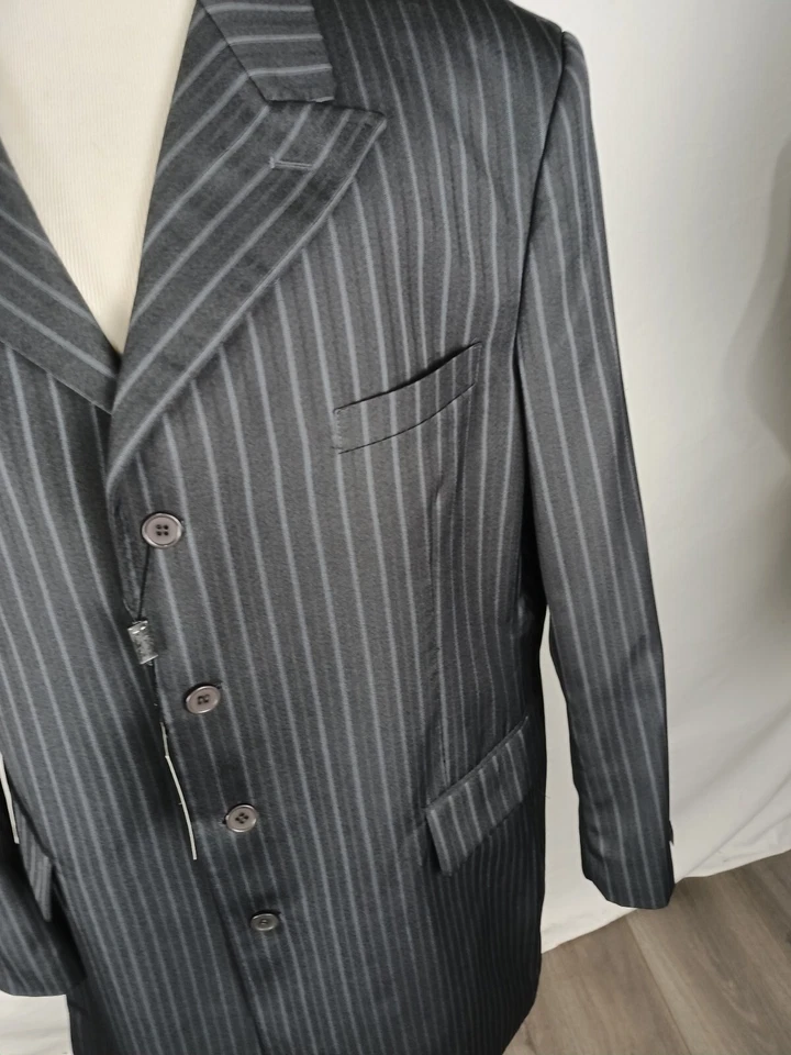 The George Martin 男式 48L 码海军蓝条纹聚乙烯运动外套 B65 — 第 2/4 张图片