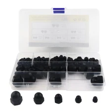 130Pcs Black Nylon Acorn Nut Metric Inner Threaded Cap Nuts Assortment 7 Sizes