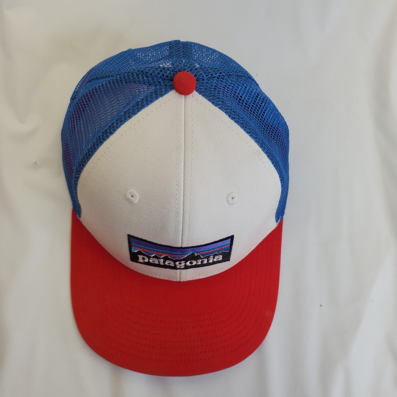Patagonia Unisex Snapback Trucker Hat Red White and Blue America USA Light Use