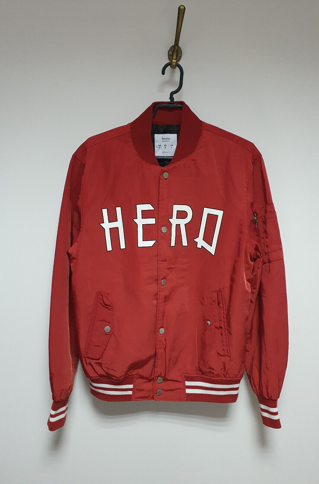 oppervlakkig afgunst bijlage Bershka Red Hero Bomber Jacket Full Zip Men Size: S | eBay