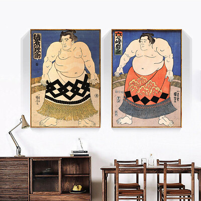 Sumo Man Japanese Ukiyoe Art Paint Silk Canvas Poster Asian Decor Unframed U60