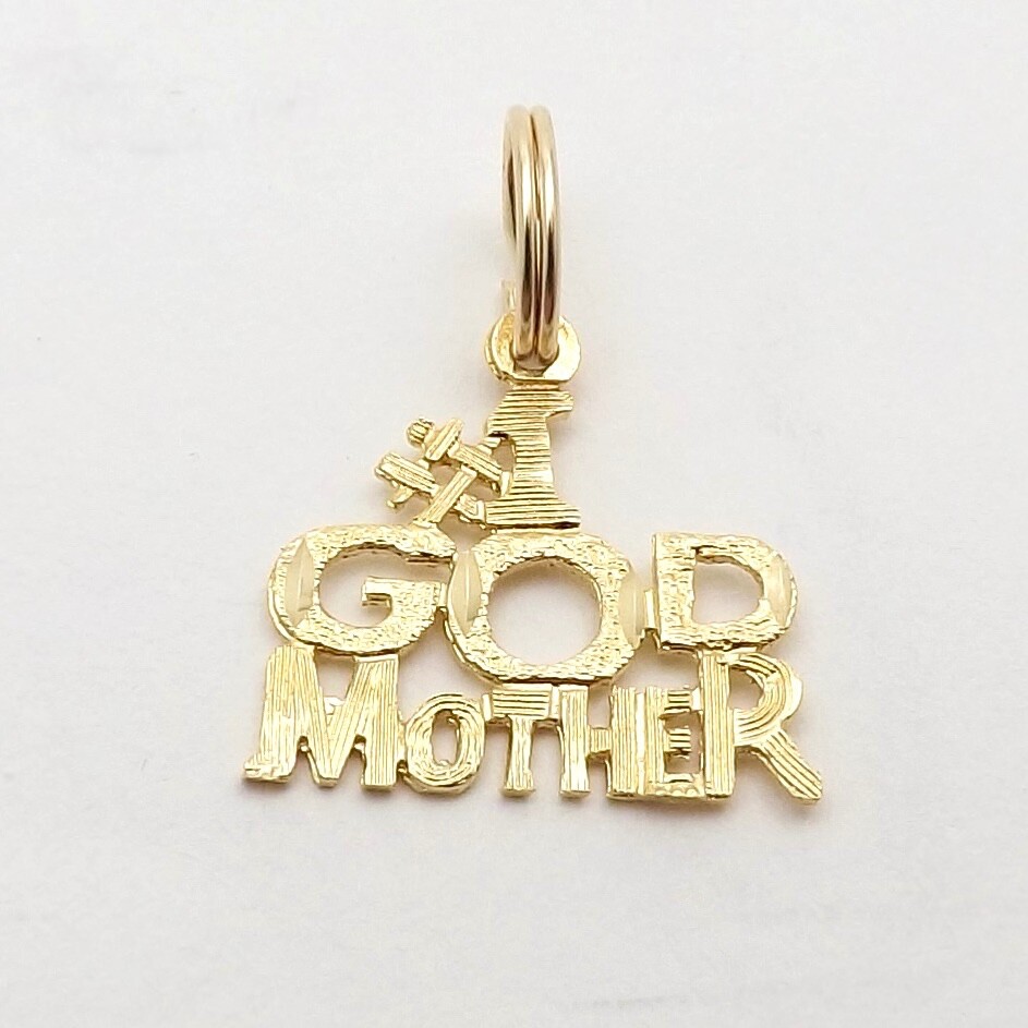 14K Gold Number No 1 One GodMother Charm Pendant Diam… Gem