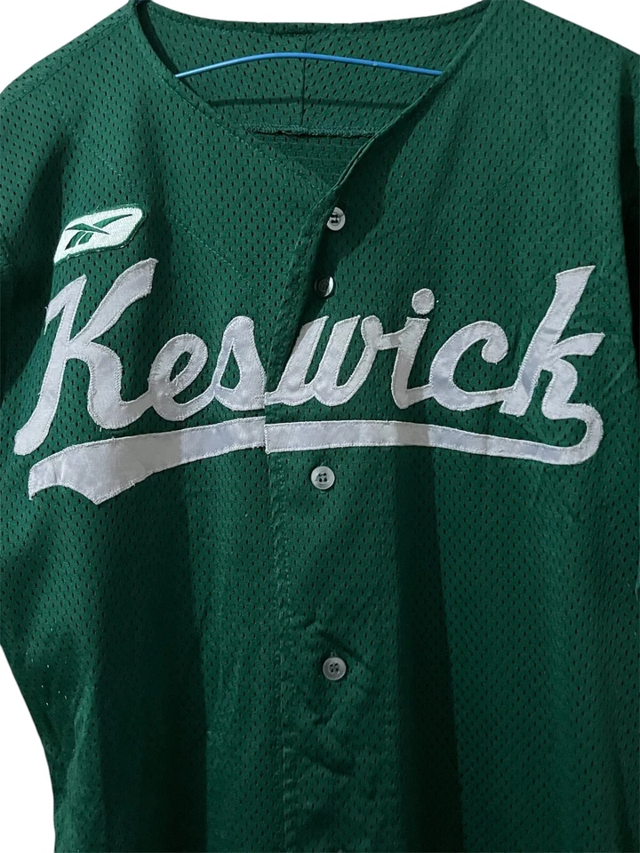Camiseta de béisbol vintage Keswick verde abotonada talla juvenil Reebok Foto 2 de 4
