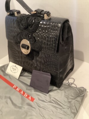 100 % AUTHENTIC ALLIGATOR EMBROIDERED PRADA COCCO WOMAN BAG | eBay