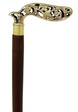 Vintage Designer Brass Handle Antique Solid Wooden Handmade Walking Stick Cane