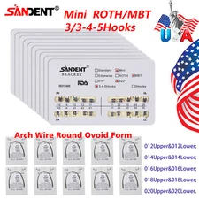 Dental Orthodontic Bracket Braces Roth/MBT 345 Hooks /Super Arch Wire Niti Round