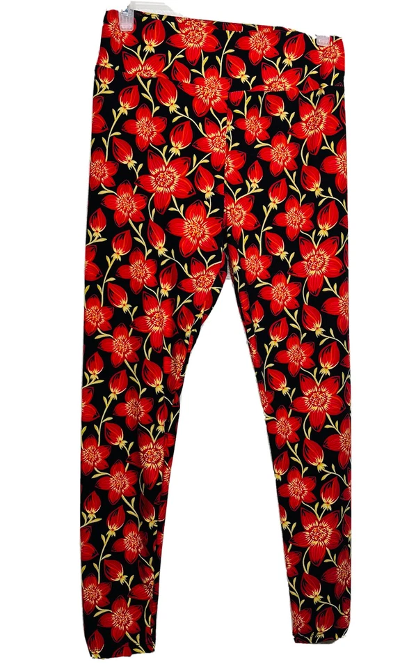 Lote de 3 leggings lularoe TC para mujer talla alta y azul curvilíneo/púrpura/rojo/negro Foto 2 de 4