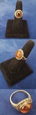Vintage Antique Baltic Amber Marcasites Sterling Silver Size 8 Ring ri160