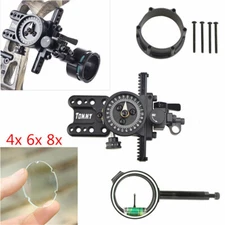 Compound Bow Sight 1 Pin Archery Micro Adjustable Pointer Adaptor Scope 4x 6x 8x