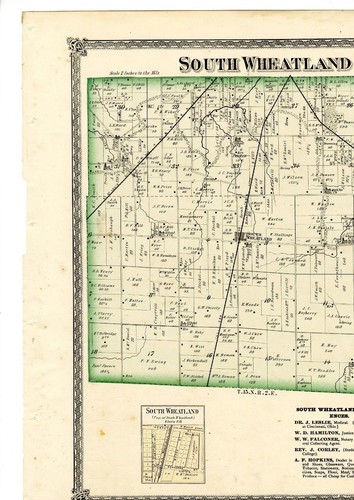 1874 Mapa de South Wheatland, Illinois, del atlas del condado de Macon, con apellidos - Imagen 3 de 5