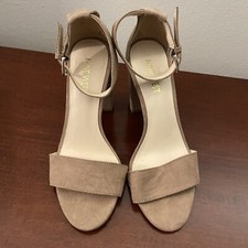 Nine West Sandals Size 5.5 High Heels Abrah Faux Suede Sandal Tan