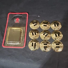 Slotted Round Concho 1 1/4" With Star Pack of 9 Round Brass Tone