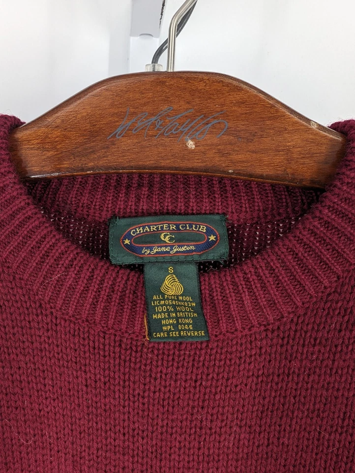 Suéter Artesanal Vintage Años 80 Koala Oso Intarsia Tejido a Mano Carmesí 36" Animal Foto 3 de 3