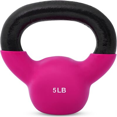 j/fit Cardio Workout Kettlebell Weights Vinyl Coated Solid 5lb Hot Pink 