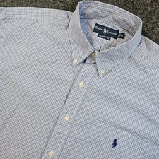 Ralph Lauren Classic Fit Button Down Shirt Mens XL Blue Gingham Short Sleeve