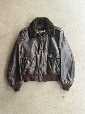 vintage full set 1990s schott nyc 184sm leather flight jacket xl 48 brown bomber