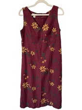 Tommy Bahama Dress Size 8 Floral Sleeveless Silk Maroon Bohemian Hippie Beach
