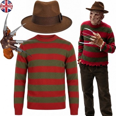 Herren Freddy Krueger Halloween Kostüm Nightmare On ELM Street Grusel Kostüm
