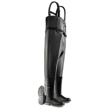 Dunlop Onguard Steel Toe Chest Waders – Cleated Outsole, Black - Size 11