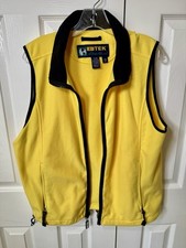 90s S yellow fleece vest by Ebtek Eddie Bauer, vintage 1990s zip up mens fleece