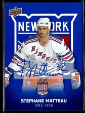 2025-26 UD New York Rangers Centennial Blue Auto Stephane Matteau Auto #51