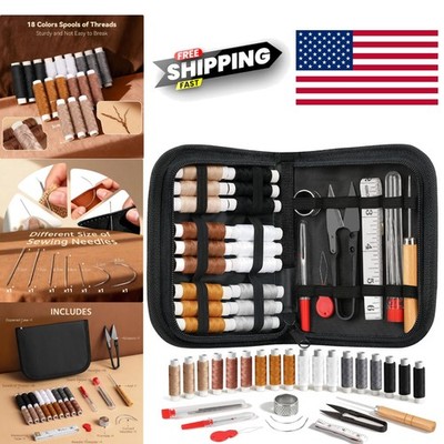 Compact Leather Sewing Kit 43pcs Portable Repair Tools for DIY Craft Projects