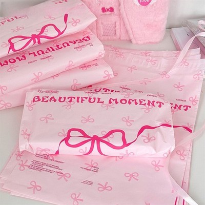 10pcs Cute Postage Bags Waterproof Clothing Pink Girly Bow Express Bags