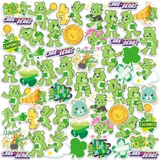 CARE BEARS GOOD LUCK BEAR VARIETY DIE CUT VINYL 50 CT STICKER PACK