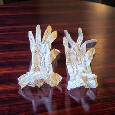 Women's Floral Lace Vintage Gloves White