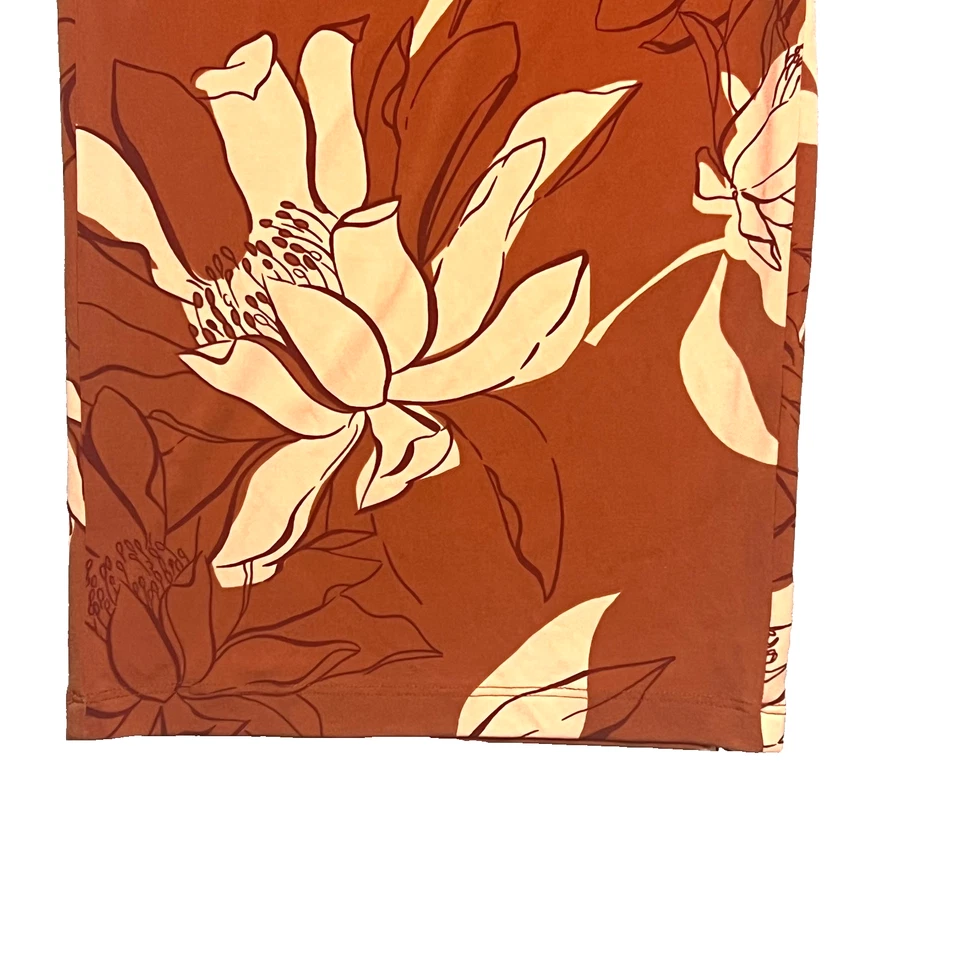 Pantalones de mujer Alfani de pierna ancha XL naranja estampado floral elásticos informales Foto 3 de 4