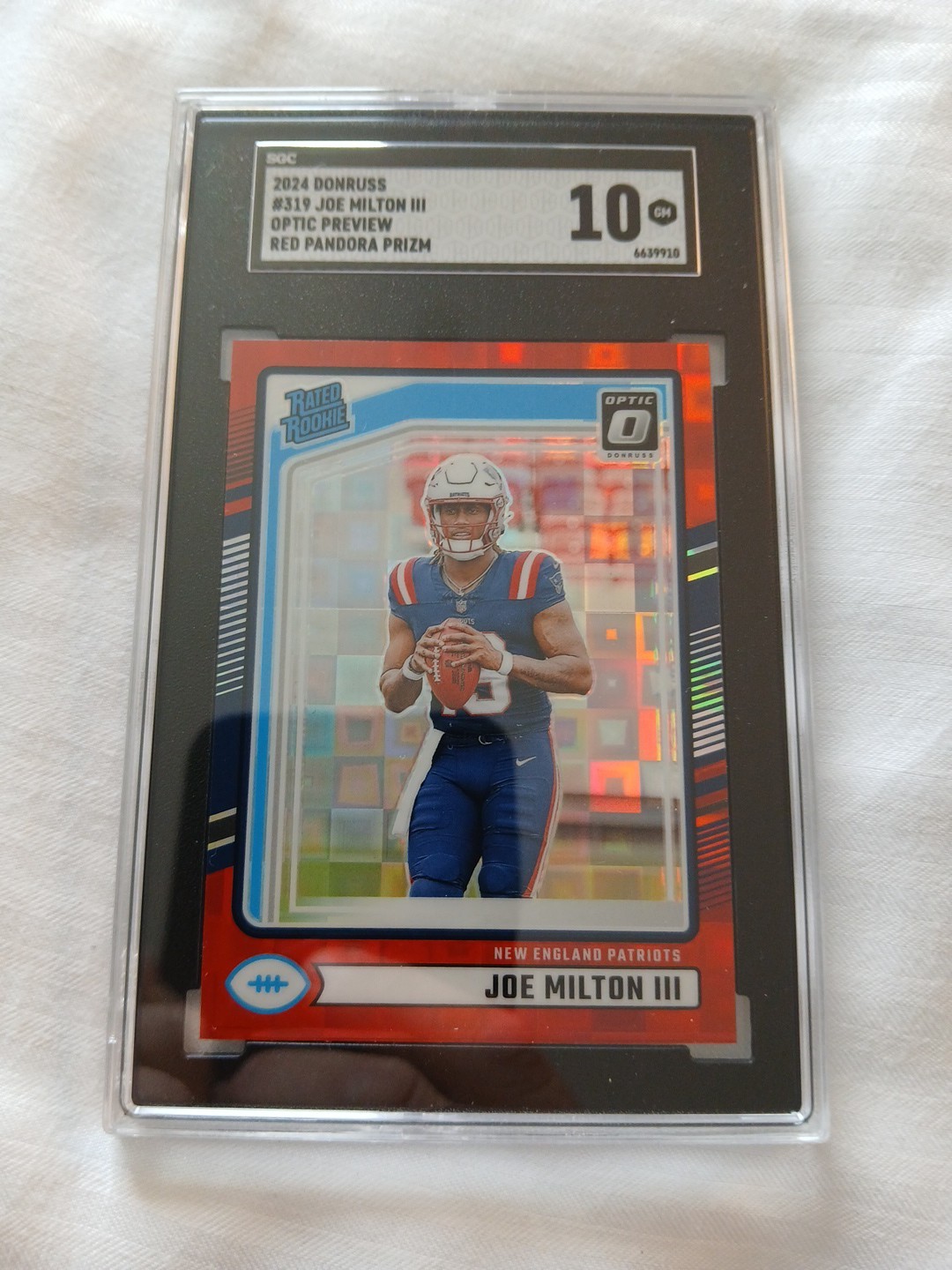 2024 PANINI DONRUSS JOE MILTON III OPTIC PREVIEW RED PANDORA PRIZM ROOKIE SGC 10