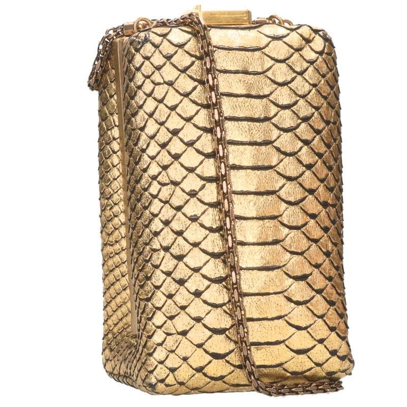 CHANEL QUADRATO MINAUDIERE Embossed Python Leathe… - image 1