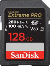 Sandisk 128GB Extreme PRO SDXC UHS-II Memory Card - C10, U3, V60, 6K, 4K UHD, SD