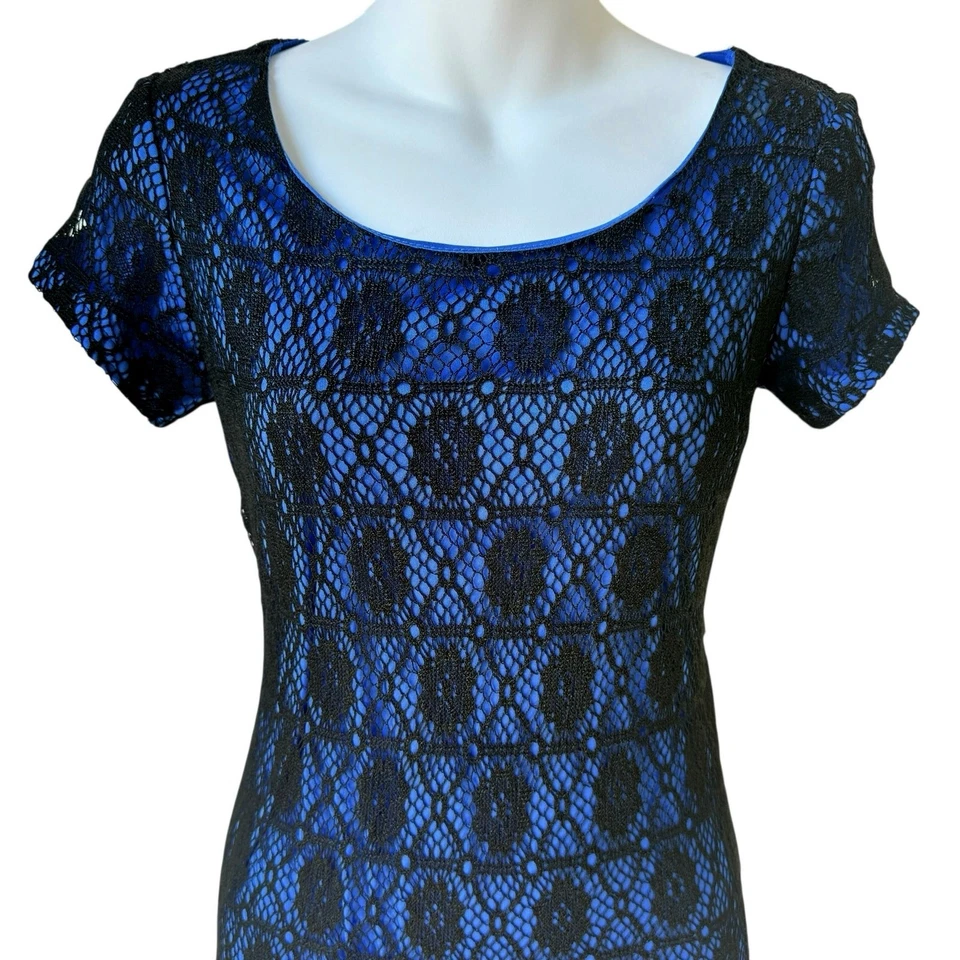 Винтажное черное кружевное синее миди-платье женское 4 прихоти ведьмин обтяжку Y2K ЧИТАЙТЕ - Изображение 2 из 4