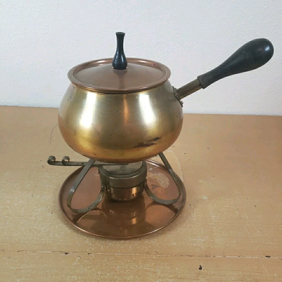 Vintage MCM Copper & Brass Fondue Pot w/ Hot Burner & Stand 10"
Opens in a new window or tab