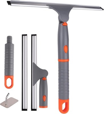 All Purpose 12 inch Shower Squeegee W/ 2pcs Rubber Wiper Blade Window Squeegee