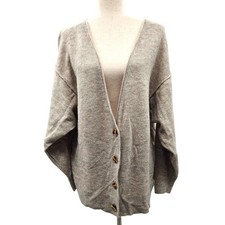 Zenana Kyle Cardi Mocha Heather Oversized Button Front Cardigan Sweater Small