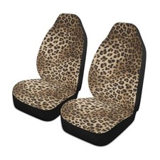 Leopard Print Car Seat Covers Set Of 2animal Skin Pattern Of Wild Safari Brown