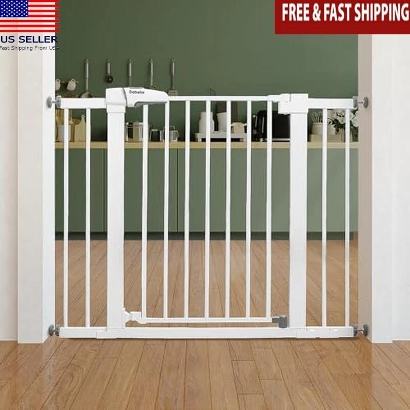 Safety Baby Gate Doorways Stairs Quick Install Auto-Close Adjustable 26-40in New