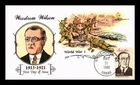 DR JIM STAMPS US COVER PRESIDENT WOODROW WILSON FDC COLLINS HAND PAINTED