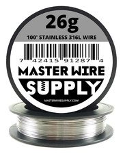 Stainless Steel 316L - 100' - 26 Gauge Wire - 100ft - 0.4mm - 0.016in - Made in