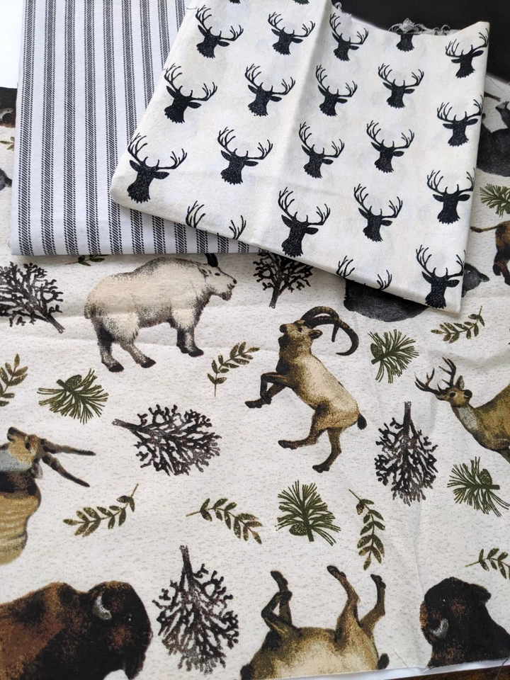 Assorted Cotton Quilt Craft Fabrics Remnants Nature Wildlife Deer Outdoors - Image 2 of 4