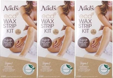 Nad`s Eco Wax Strip Kit 24CT- Women Body, Face & Bikini Waxing Vegan (Set of 3)