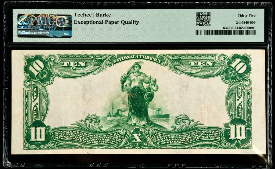 Fr#632 1902 $10 US Chatham Phenix NB National Currency Large Note PMG 35 CVF EPQ - Image 2 of 2