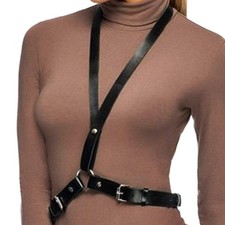 Punk Leather Chest Harness Black Waist Harness Belt Plus Size Gothic Body Acc...